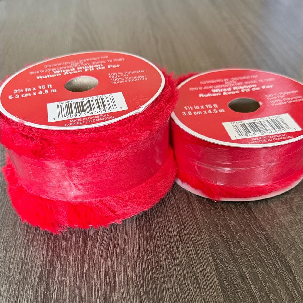 Red faux fur Ribbon Set